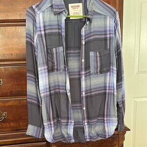 Mossimo Purple Plaid Button-Up Shirt